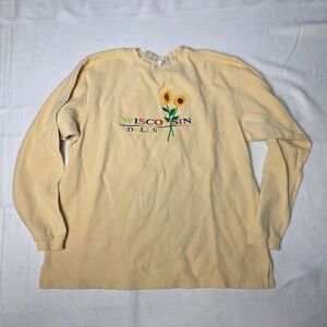 Vintage DIPOT Women's Sweatshirt Wisconsin Dells Sunflower Embroidered Large